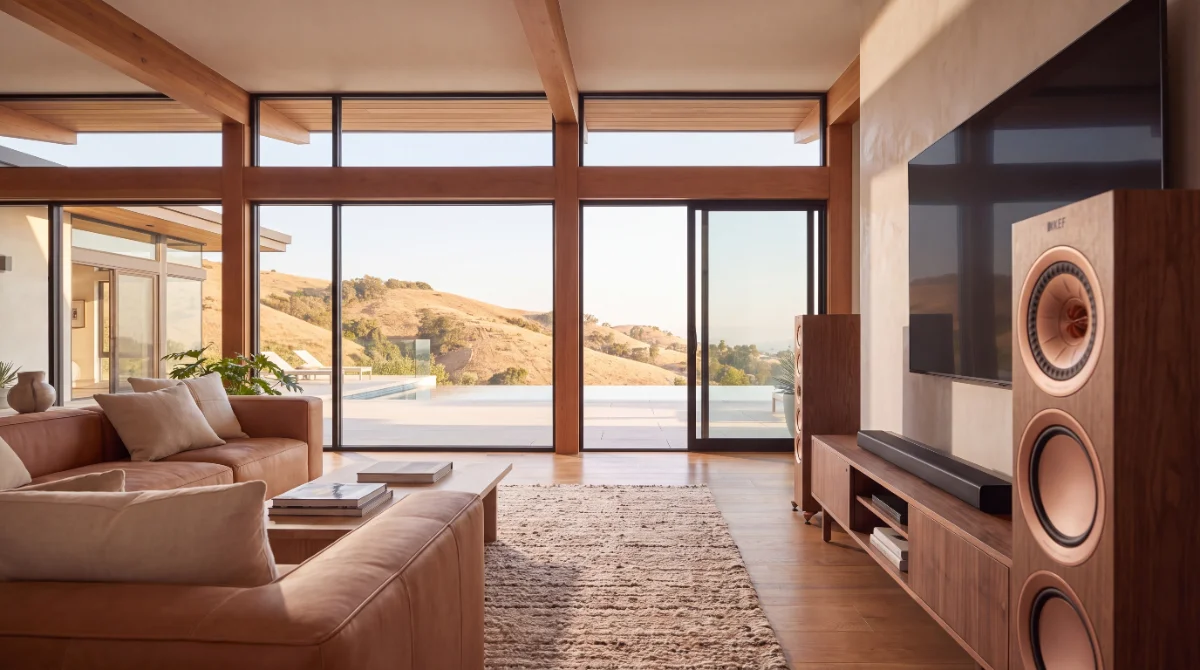 Architectural interior at dusk